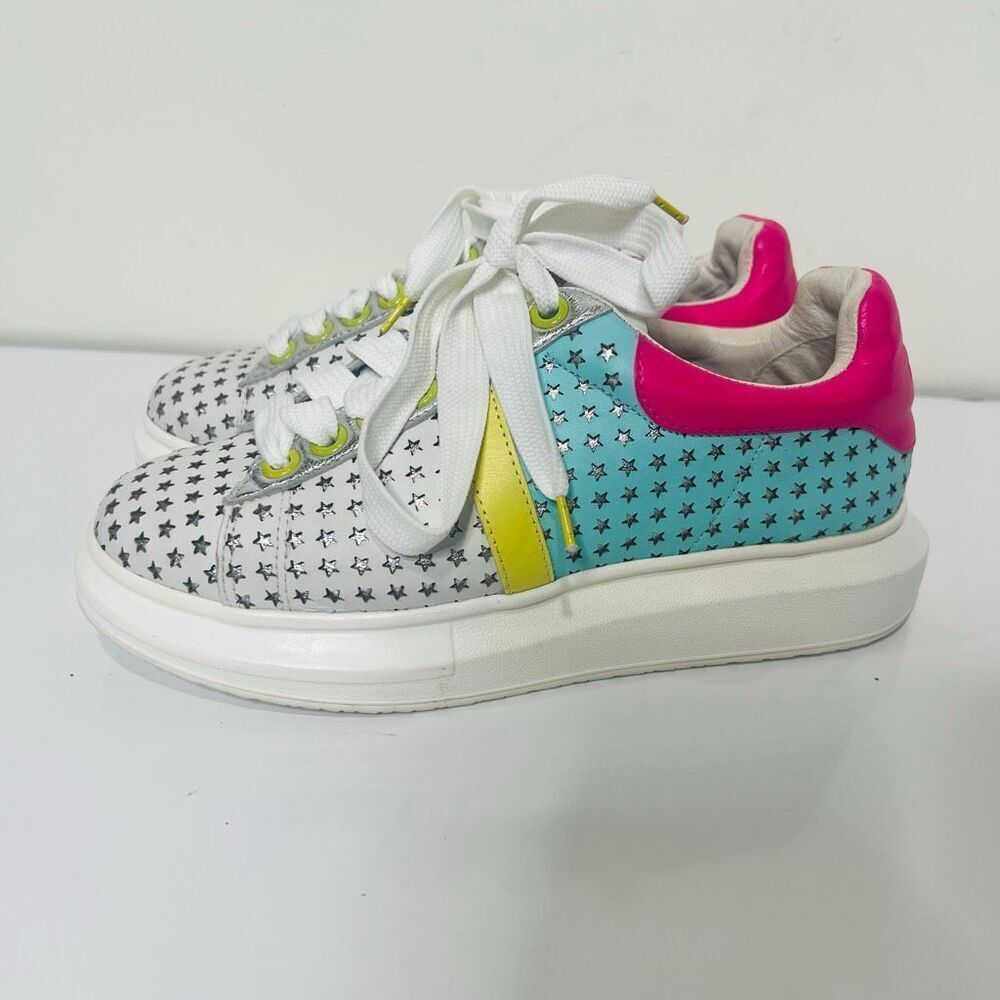 Hollie Watman Colorblock Sneakers Silver Stars Starring 2Tone Leather Sz 9